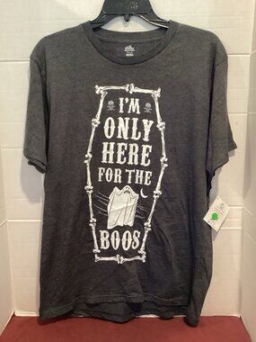 T100-Men’s Dark Grey I’m Only Here For The Boos Graphic T Shirt Size Medium